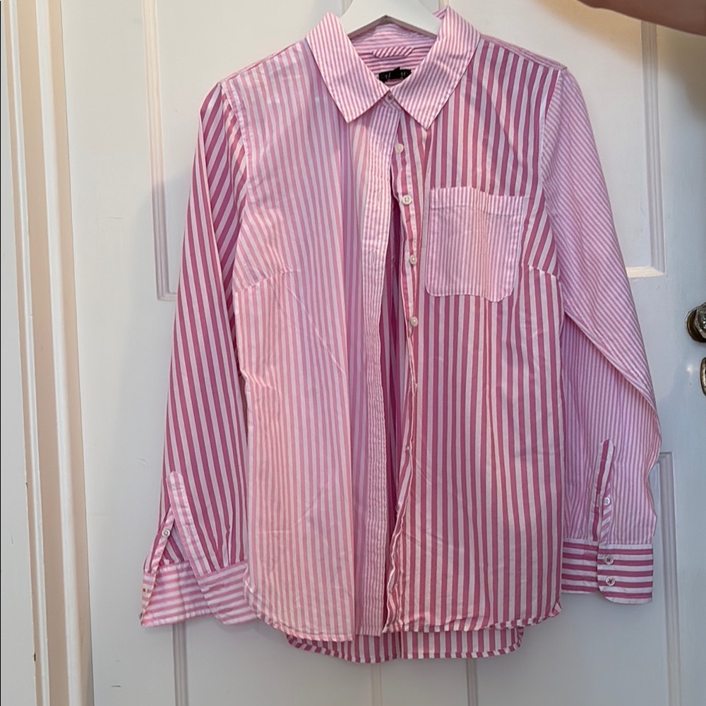 Talbots Pink and White Striped Blouse